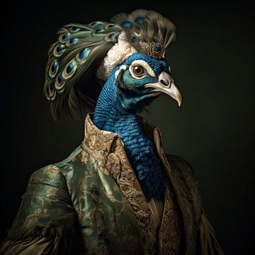 Portret van een adelijke pauw van Ton Kuijpers