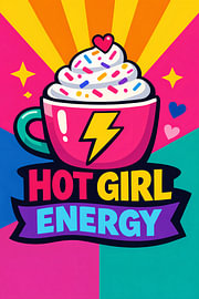 'Hot Girl Energy' mug in pop art colours by DesignDoodle