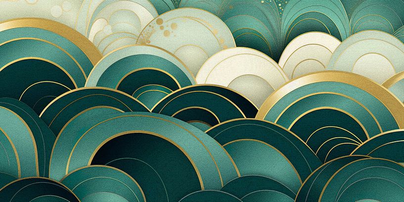 Wolken in Turquoise en Goud van Whale & Sons