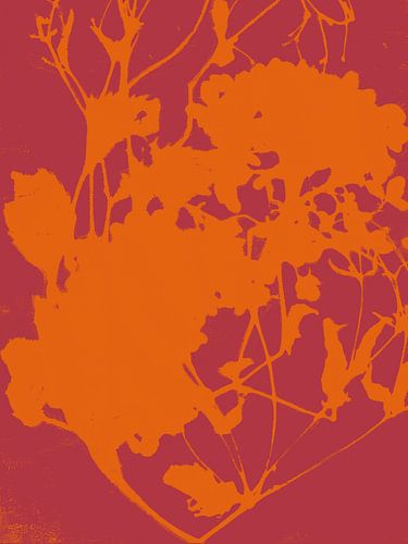 Japandi bloemen. Abstracte botanische kunst in rijke warme retro kleuren. van Dina Dankers