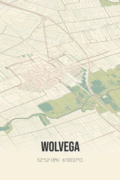 Alte Karte von Wolvega (Fryslan) von MeinStadtPoster