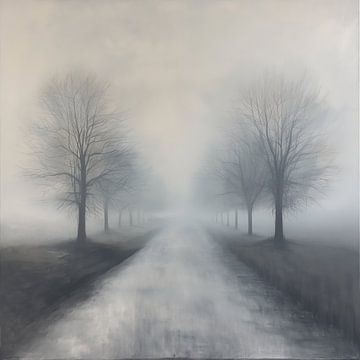 Mistige landweg semi abstract wit van TheXclusive Art