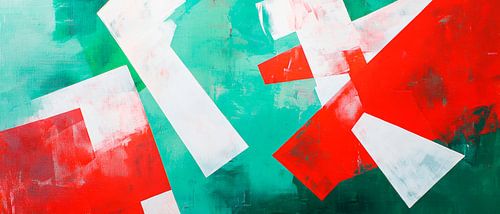 Abstracte compositie in rood en groen