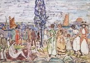 Maurice Prendergast-Strand met Blauwe Boom van finemasterpiece thumbnail