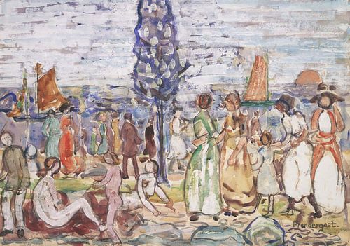 Maurice Prendergast-Strand met Blauwe Boom