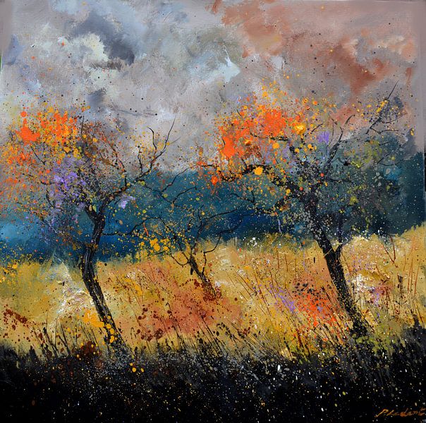 Boomgaard in de herfst van pol ledent