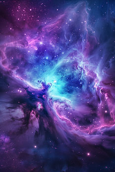 Nébuleuses violettes et bleues dans l'espace