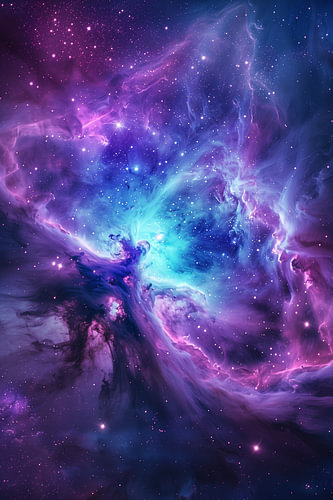Nébuleuses violettes et bleues dans l'espace