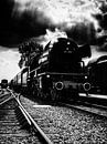 Oude stoomtrein in zwart wit van Lex Schulte thumbnail