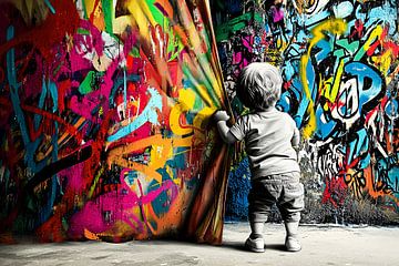 Kleurrijke graffiti met kind van Imperial Art House