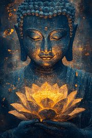 Buddha holds a golden lotus by MNS Designs