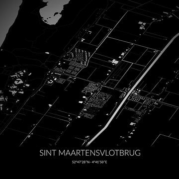 Black-and-white map of Sint Maartensvlotbrug, North Holland. by Rezona