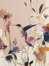 Colibri parmi les fleurs épanouies sur M.A.Z.U.N.