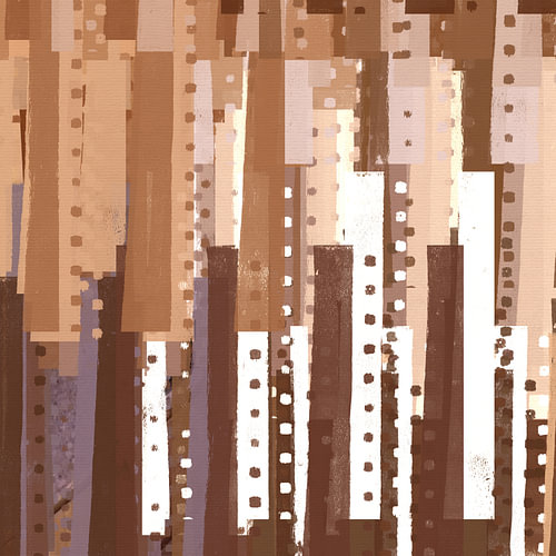Abstract geometric art in earthy tones. Retro style. Set of 2. No. 1