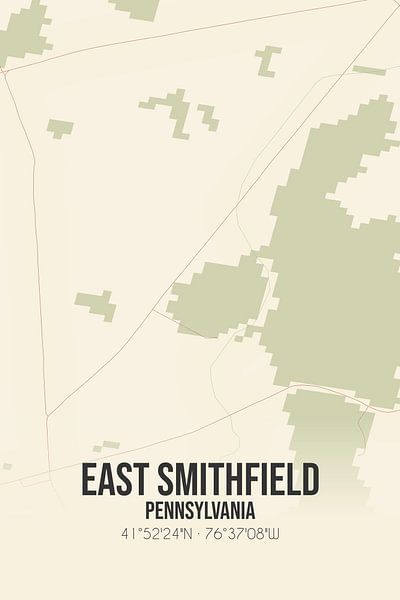 Carte ancienne de East Smithfield (Pennsylvanie), USA. par Affiches de lieux