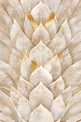 Textuur van een Beige Blad met Goud als Kunst