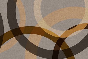 Abstracte organische vormen in bruin, oker, beige. Moderne geometrie in retrostijl nr. 5 van Dina Dankers
