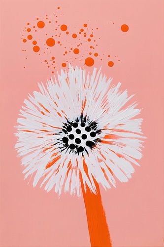 Dandelion | Decorative Pop Art on a soft pink background