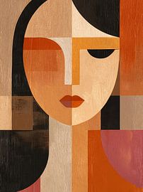 Woman in terracotta and orange thoughts by Color Square