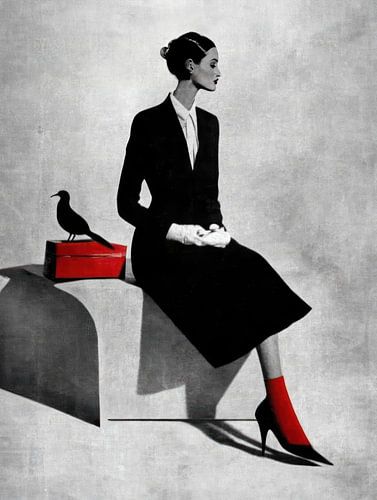 Fashion model with raven