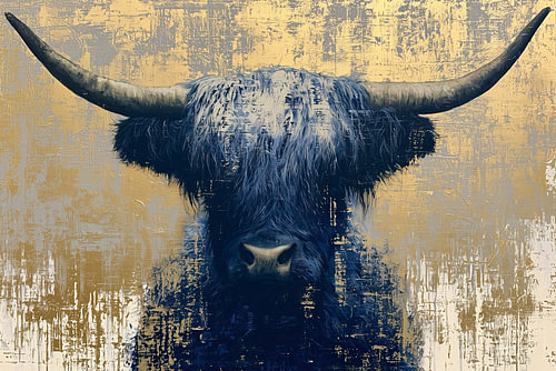 Highlander écossais en or et bleu – Art abstrait