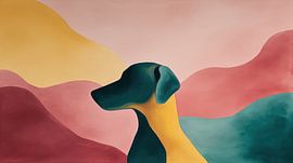 Abstrakter Hund in sanften Farben – Panorama von TheXclusive Art