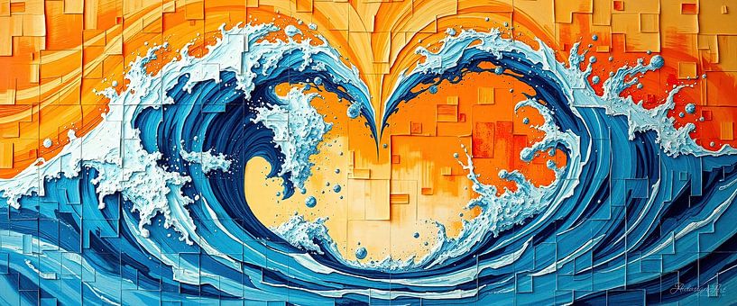 Le cœur éphémère de l'océan - L'union des vagues monstrueuses et le changement dans le jeu des éléments par AidasignArt