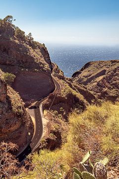 Kronkelende weg door een Barranco - Garafia La Palma, Canarische Eilanden van André Post