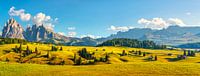 Dolomites panoramic view from Seiser Alm, Italy