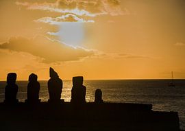 sunset on easter island, akapu