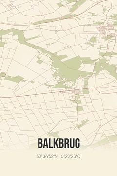 Vintage landkaart van Balkbrug (Overijssel) van Rezona