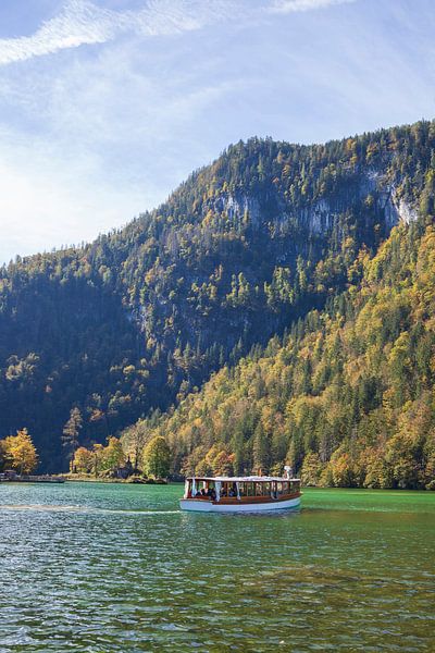 Excursion boat on the Königssee in autumn by Torsten Krüger
