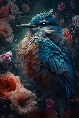 Oiseau en nuances de bleu