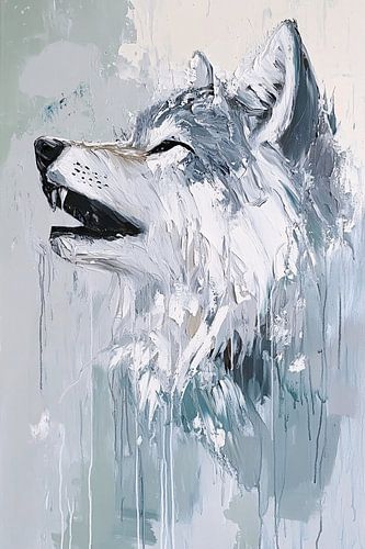 Abstract schilderij van een wolf