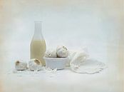 Stilleben mit Knoblauch, Milch und Rahmtönen . von Saskia Dingemans Awarded Photographer Miniaturansicht