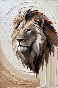 Majestueuze abstracte leeuwenkop van Art & Soul Creations