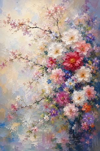Paysages fleuris en bleu