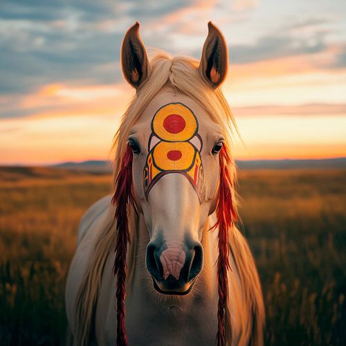 Majestueus paard in het avondlicht
