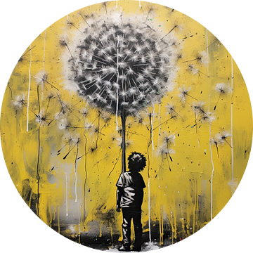 Flower Wish - Banksy style van Blikvanger Schilderijen