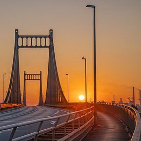 Brug Krefeld-Uerdingen, Nederrijn, Noordrijn-Westfalen, Duitsland van Alexander Ludwig