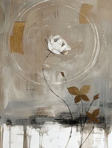 Witte roos in Japandi stijl