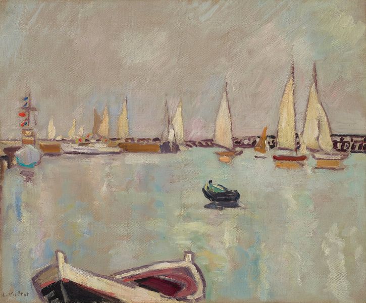 Louis Valtat - Boten en zeilboten in Ouistreham (circa 1930) van Peter Balan