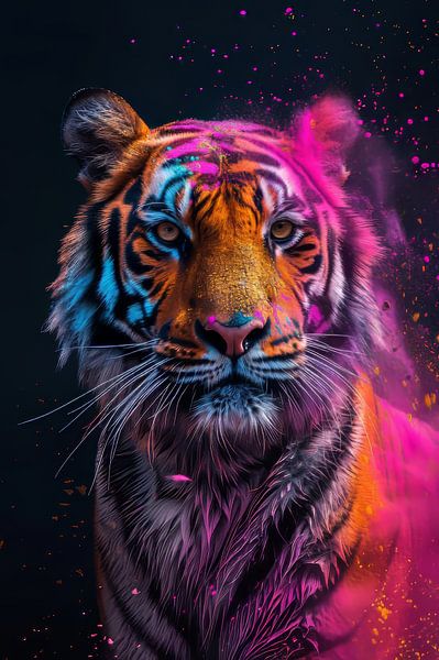 Neon Instinct - Vibrant Tiger Expression - tiger - colour by Eva Lee