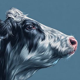 Vache en sérénité bleue sur Eva Lee