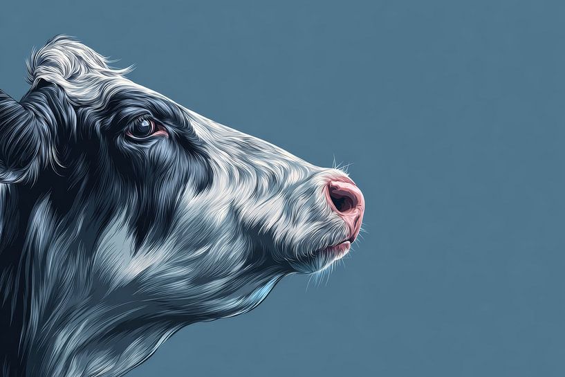 Vache en sérénité bleue par Eva Lee
