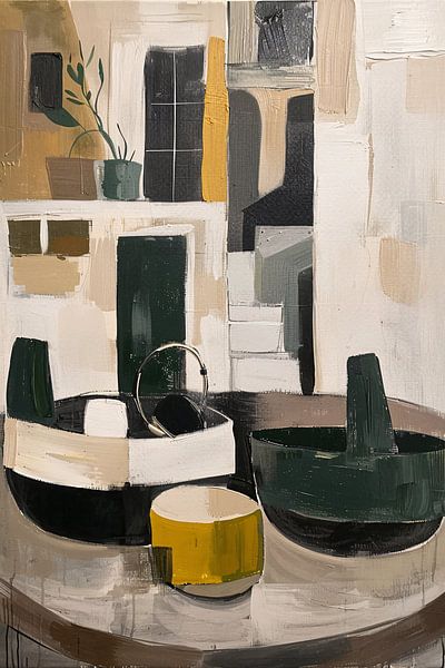 Abstract composition with vase and plant by Imperial Art House