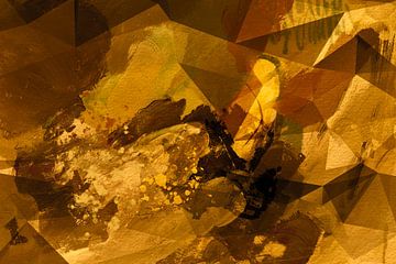 Gouden werveling. Abstracte kunst in goud, geel, terra en messing van Dina Dankers