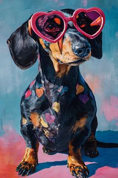 Dachshund full of Little Hearts by Eva Lee