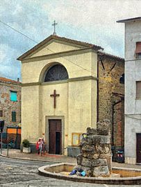 Church and Fountain Tavernelle Umbria by Dorothy Berry-Lound