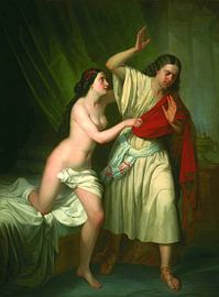 Vrouw van Potifar en Jozef, Antonio María Esquivel - 1854 van Atelier Liesjes